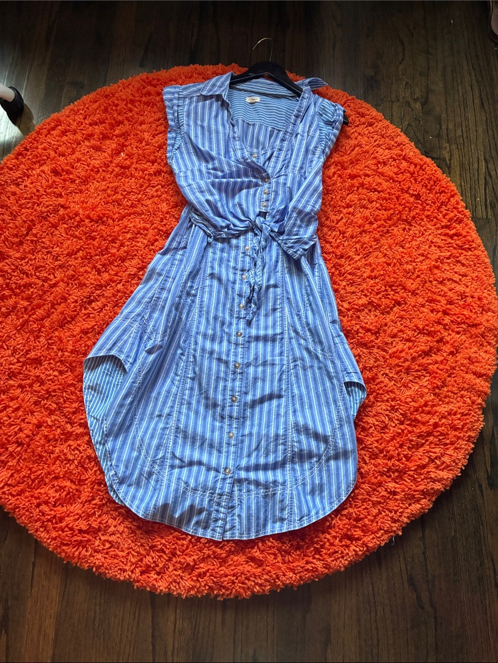 Pilcro Blue Striped High-Low Shirt Dress